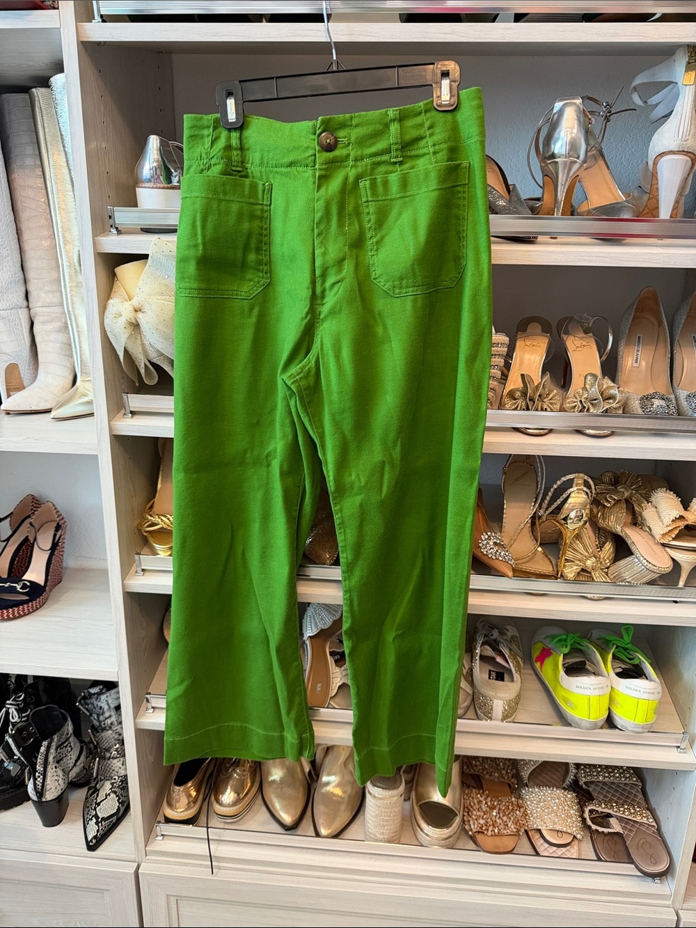 Anthropologie x Maeve Collette Green High-Rise Wide-Leg Pants